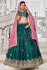 Graceful Teal Green Thread Embroidered Tissue Silk Designer Lehenga Choli