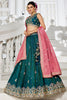 Graceful Teal Green Thread Embroidered Tissue Silk Designer Lehenga Choli