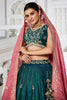 Graceful Teal Green Thread Embroidered Tissue Silk Designer Lehenga Choli
