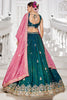 Graceful Teal Green Thread Embroidered Tissue Silk Designer Lehenga Choli