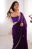 Majestic Purple Beads Work Silk Reception Wear Saree With Blouse