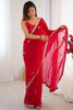 Wonderful Red Beads Work Silk Event Wear Saree With Blouse