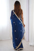 Awesome Blue Beads Work Silk Function Wear Saree With Blouse