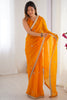 Incredible Yellow Beads Work Silk Haldi Wear Saree With Blouse