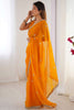 Incredible Yellow Beads Work Silk Haldi Wear Saree With Blouse