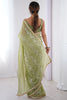 Memorable Pista Green Sequins Organza Event Wear Saree With Blouse