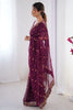 Impressive Wine Printed Georgette Traditional Saree With Blouse
