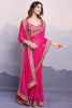 Lovely Pink Bandhani Printed Georgette Wedding Saree With Blouse