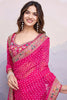 Lovely Pink Bandhani Printed Georgette Wedding Saree With Blouse
