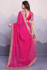 Lovely Pink Bandhani Printed Georgette Wedding Saree With Blouse