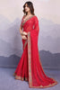 Stylish Red Bandhani Printed Georgette Wedding Wear Saree