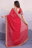 Stylish Red Bandhani Printed Georgette Wedding Wear Saree