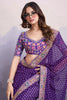 Adorable Purple Bandhani Printed Georgette Traditional Saree