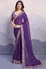 Adorable Purple Bandhani Printed Georgette Traditional Saree