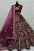 Glamorous Rani Pink Velvet Bridal Lehenga Choli With Double Dupatta