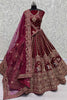 Precious Rani Pink Velvet Bridal Lehenga Choli With Double Dupatta