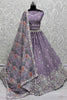 Surprising Purple Sequins Work Chinon Reception Wear Lehenga Choli