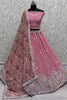 Shocking Pink Thread Work Chinon Function Wear Lehenga Choli