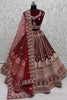 Amazing Maroon Velvet Bridal Lehenga Choli With Dupatta