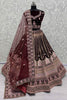 Theatrical Wine Color Velvet Bridal Lehenga Choli With Dupatta