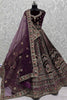 Flashy Purple Velvet Bridal Lehenga Choli With Double Dupatta