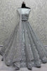 Beautiful Grey Sequins Net Designer Lehenga Choli With Dupatta