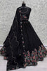 Wonderful Black Embroidered Chinon Reception Wear Lehenga Choli