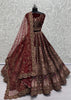 Incredible Maroon Velvet Bridal Lehenga Choli With Double Dupatta