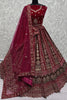 Incredible Pink Dori Work Velvet Bridal Lehenga Choli With Two Dupatta