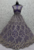 Attractive Purple Thread Embroidered Net Wedding Lehenga Choli