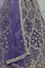 Attractive Purple Thread Embroidered Net Wedding Lehenga Choli