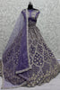 Attractive Purple Thread Embroidered Net Wedding Lehenga Choli
