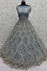Delightful Blue Thread Work Net Bridesmaid Lehenga Choli With Dupatta