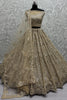 Captivating Golden Zircon Work Net Wedding Lehenga Choli With Dupatta