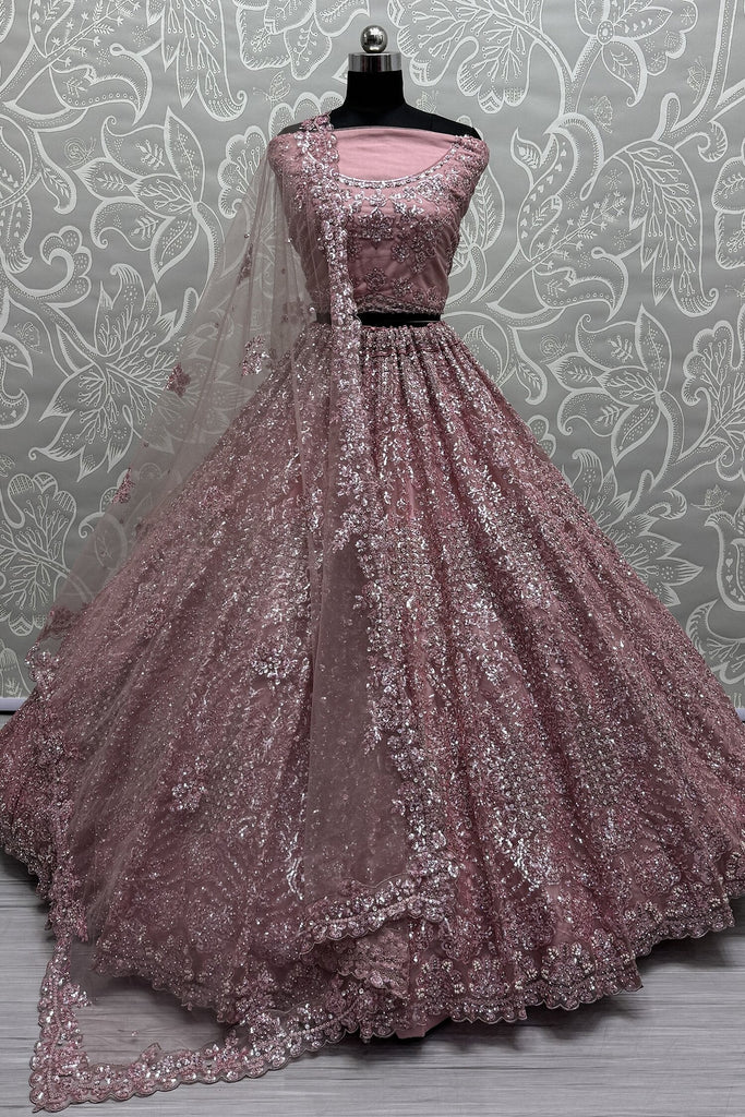 Lovely Pink Sequins Net Engagement Wear Lehenga Choli With Dupatta