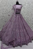 Precious Purple Zircon Work Net Bridesmaid Lehenga Choli With Dupatta