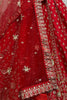 Fabulous Red Hand Work Net Bridal Lehenga Choli With Double Dupatta