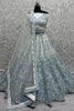 Wonderful Blue Embroidered Net Bridesmaid Lehenga Choli With Dupatta