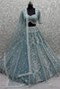Shocking Sky-Blue Sequins Net Engagement Wear Lehenga Choli