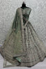 Lovely Green Sequins Velvet Bridal Lehenga Choli With Double Dupatta