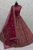 Majestic Hot Pink Sequins Velvet Bridal Lehenga Choli With Double Dupatta