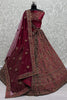 Lovely Hot Pink Dori Work Velvet Bridal Lehenga With Double Dupatta