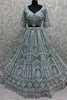 Stunning Sky-Blue Pearl Work Net Bridesmaid Lehenga Choli With Dupatta