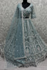 Stunning Sky-Blue Pearl Work Net Bridesmaid Lehenga Choli With Dupatta