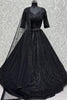 Lavish Black Hand Embroidery Net Reception Wear Lehenga With Blouse