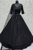 Lavish Black Hand Embroidery Net Reception Wear Lehenga With Blouse