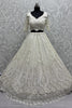 Winsome White Pearl Work Net Sangeet Wear Lehenga Choli With Dupatta