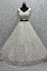 Winsome White Pearl Work Net Sangeet Wear Lehenga Choli With Dupatta