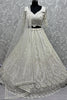 Winsome White Pearl Work Net Sangeet Wear Lehenga Choli With Dupatta