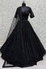 Beautiful Black Pearl Work Net Bridesmaid Lehenga Choli With Dupatta
